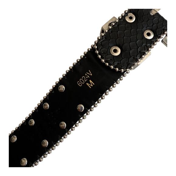 Rhinestone Studded Black BELT 34-38” Vegan Leather Western Cowboy Women's Medium - Picture 4 of 7